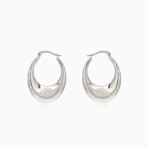 White gold hoop earrings with design