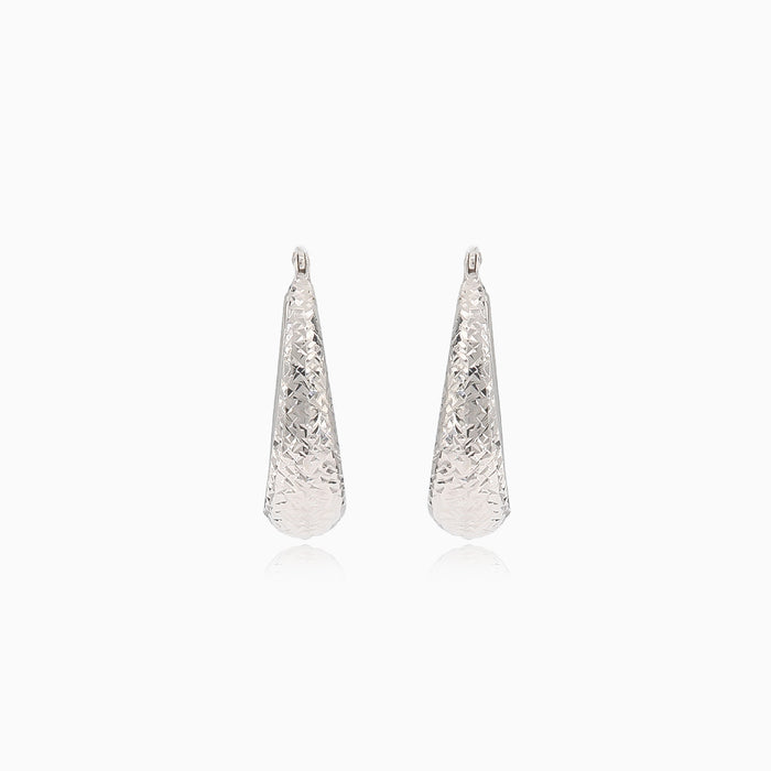 White gold hoop earrings with design