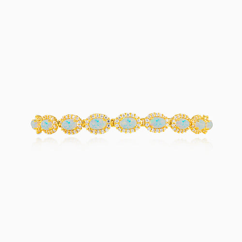 Gold royal bracelet with white opal