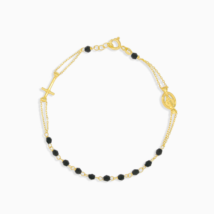 Gold-Rosenkranz-Armband mit Onyx