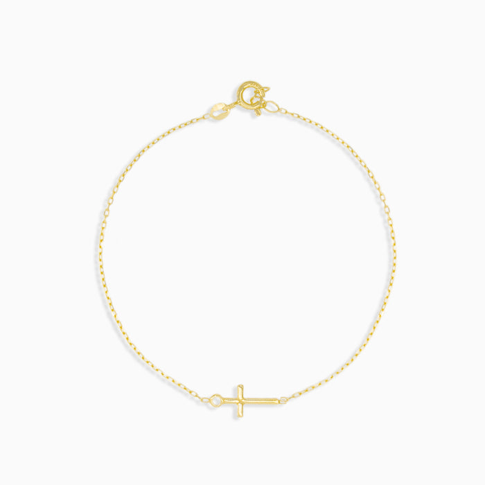 Minimalistický zlatý náramek s křížkem