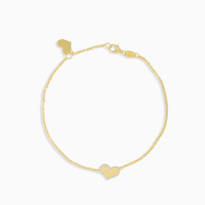 Pulsera de oro con corazones grabados
