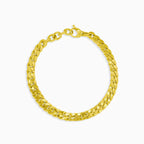 Densely knit Figaro gold bracelet