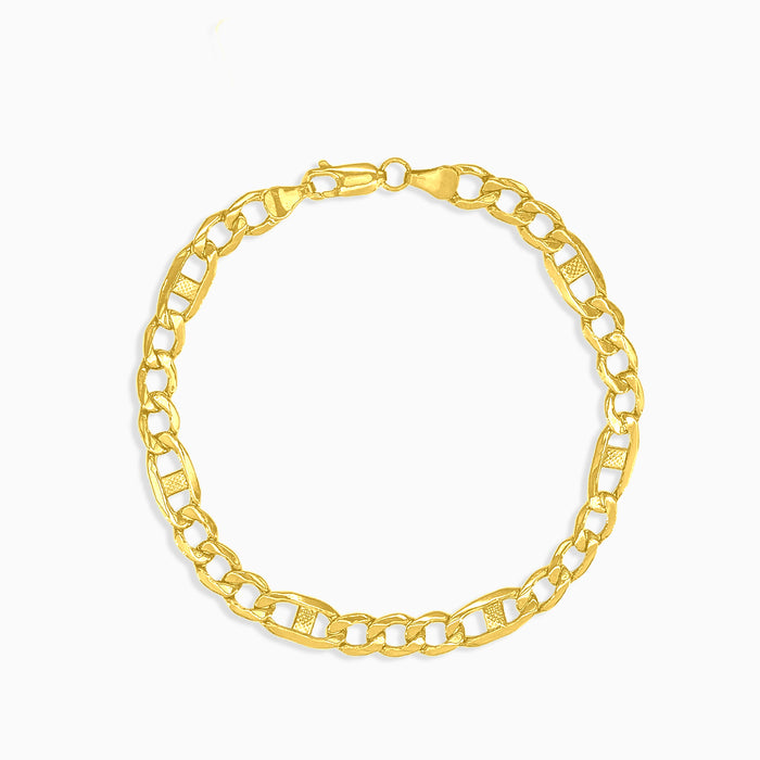 Bracelet massif Figaro en or avec motif