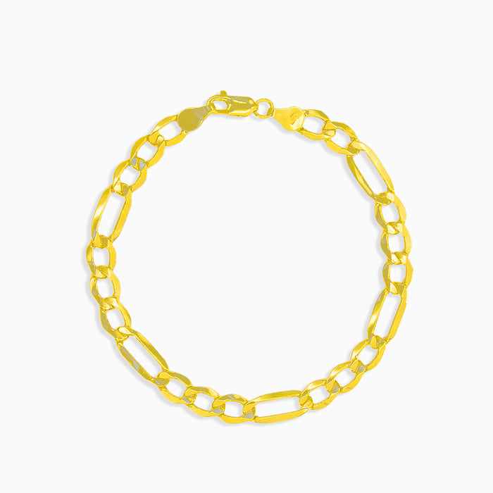 Bracelet Figaro massif simple en or