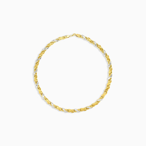Stylish white and yellow gold women necklace