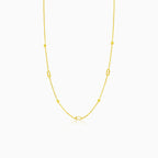 Gold necklace with balls and rectangular zircons