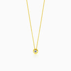 Golden Necklace with Cubic Zirconia Solitaire