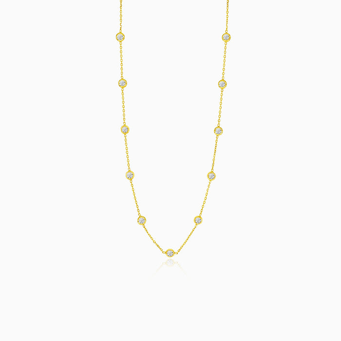 Gold necklace with multiple round zircons