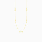 Simple gold necklace with five round rectangles