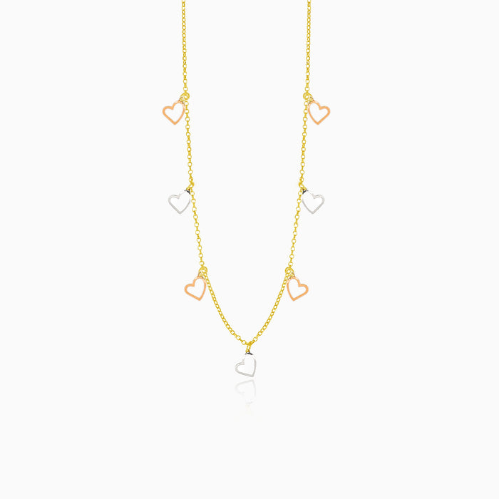 Gold-Halskette mit zweifarbigen Herzen