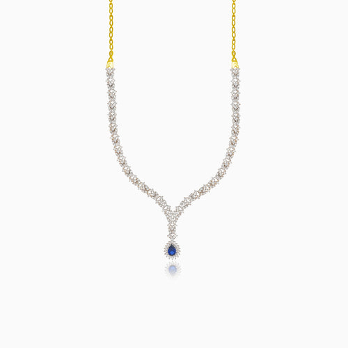 Royal necklace with sapphire and cubic zirconias