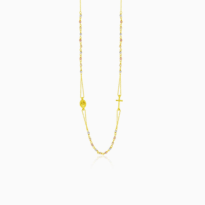 Kleine Rosenkranzkette aus Gold mit zweifarbigen Perlen
