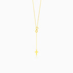 Gold necklace with infinity and cross