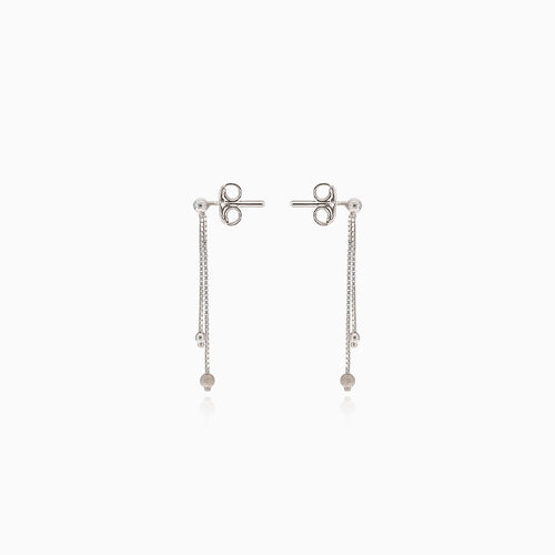 White gold earrings with a hanging balls