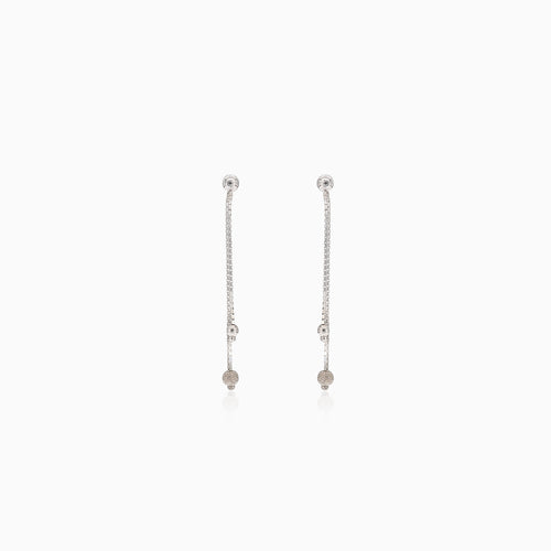 White gold earrings with a hanging balls