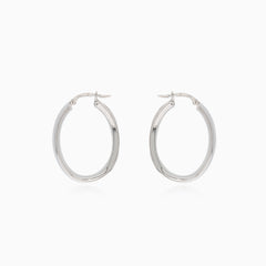 Simple white gold hoop earrings