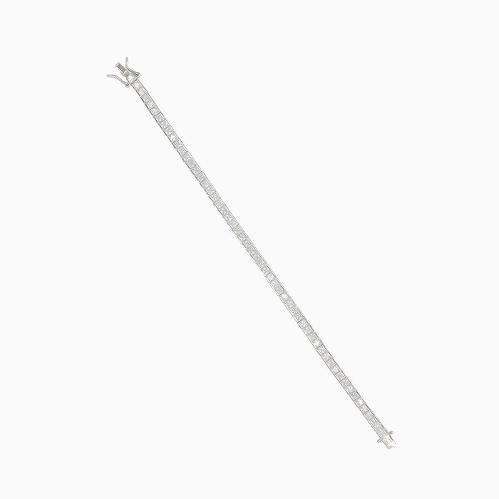 Pulsera tenis maciza de plata con circonitas cuadradas