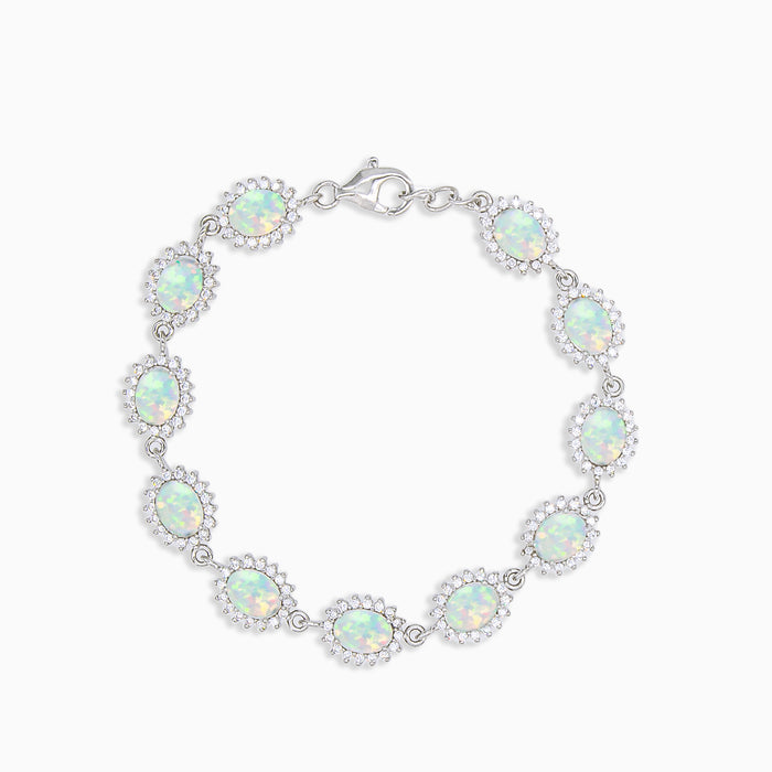 Bracelet royal en opale argentée