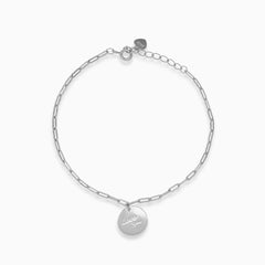 Pulsera de cadena de plata con medallón redondo
