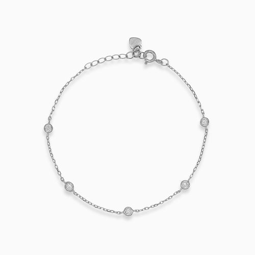 Simple silver bracelet with cubic zirconia