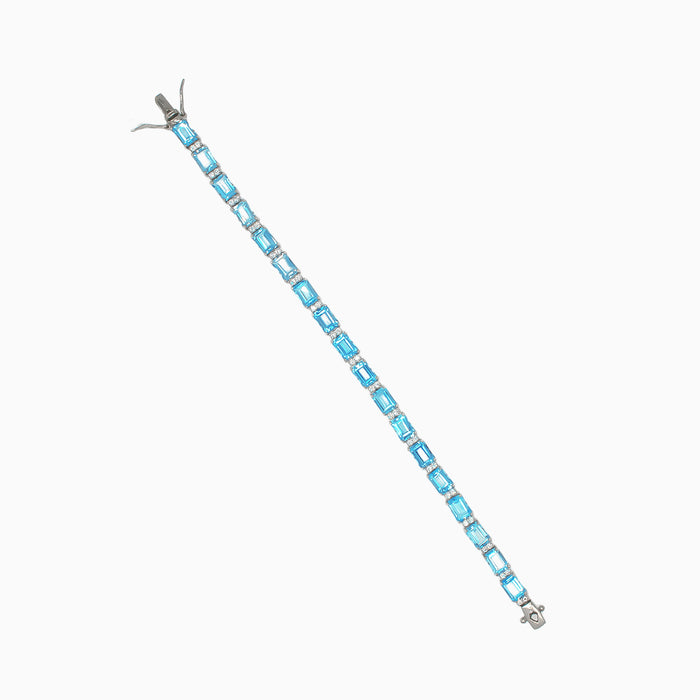 Silvet tennis bracelet with topaz and cubic zirconias
