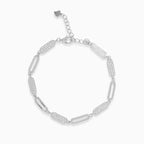 Silver article bracelet with cubic zirconia