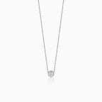 Silver necklace with delicate round solitaire