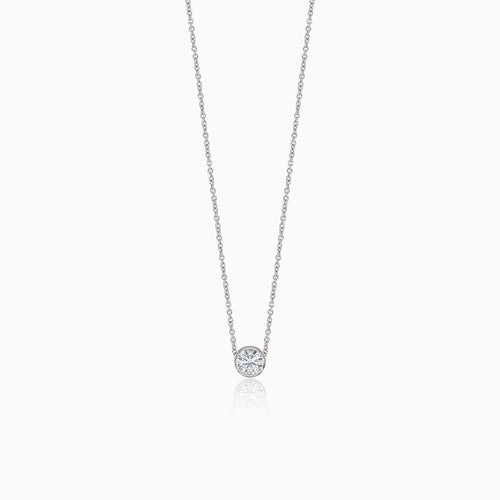 Silver necklace with delicate round solitaire