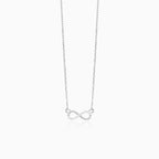 Silver infinity necklace with zircons