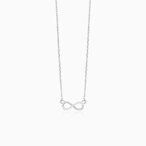 Silver infinity necklace with zircons