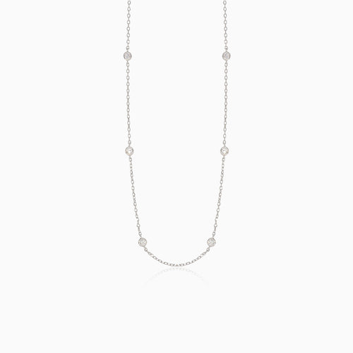 Simple bezel zircons necklace