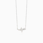 Silver necklace with pulse, heart and zircon