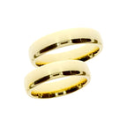 Wide smooth yellow gold wedding ring