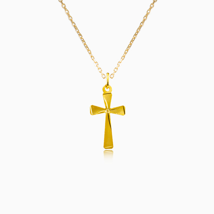 Glattes goldenes Kreuz mit gedrehtem Muster
