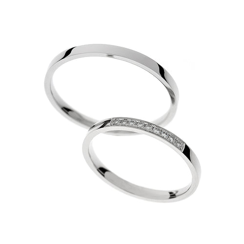 Thin white gold wedding ring with or without stones