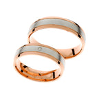 Solitaire matte white and polished rose gold wedding ring