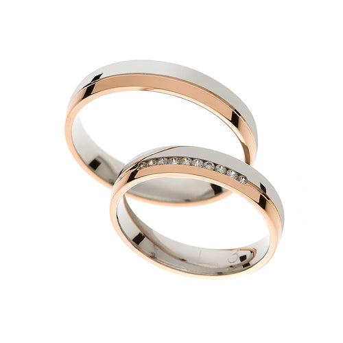 White and rose gold classic wedding ring