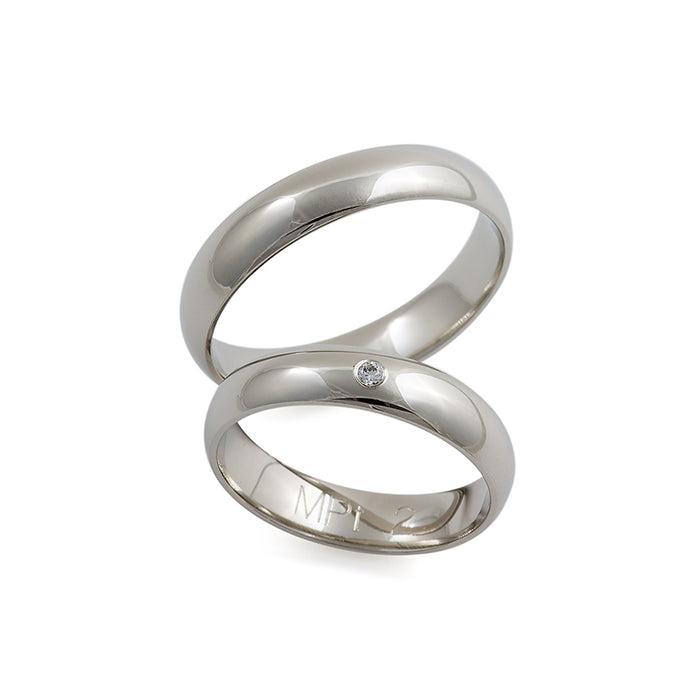 Anillo de boda solitario clásico de platino