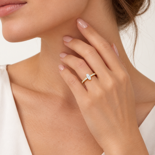 Marquise Diamond Yellow Gold Ring