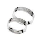 White gold wedding ring with matte shiny and polished