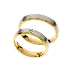 Solitaire white and yellow gold wedding ring