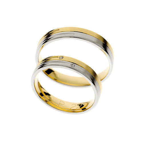 High polished yellow and white gold wedding ring