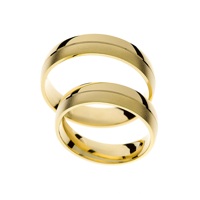 Anillo de boda elegante de oro medio mate