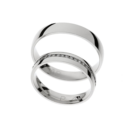 Special white gold wedding ring with stones