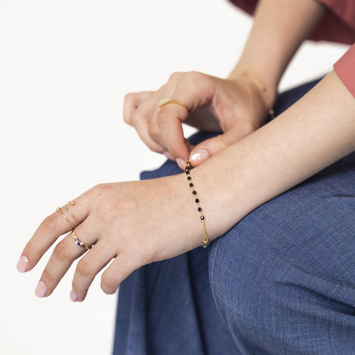 Gold-Rosenkranz-Armband mit Onyx