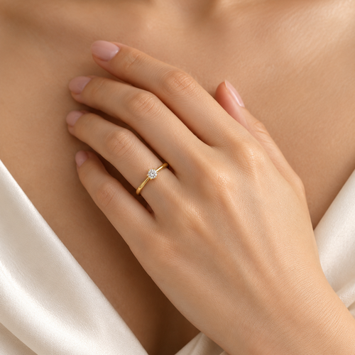 Round Solitaire Ring in Yellow Gold