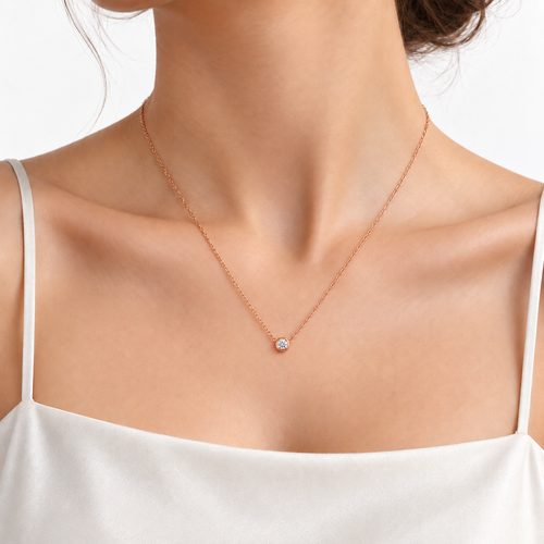 Rose Gold Diamond Solitaire Necklace
