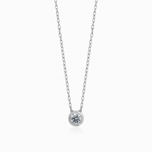 White Gold Diamond Solitaire Necklace