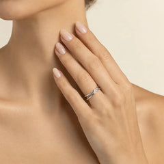 Sterling Silver Crossover Pavé Ring